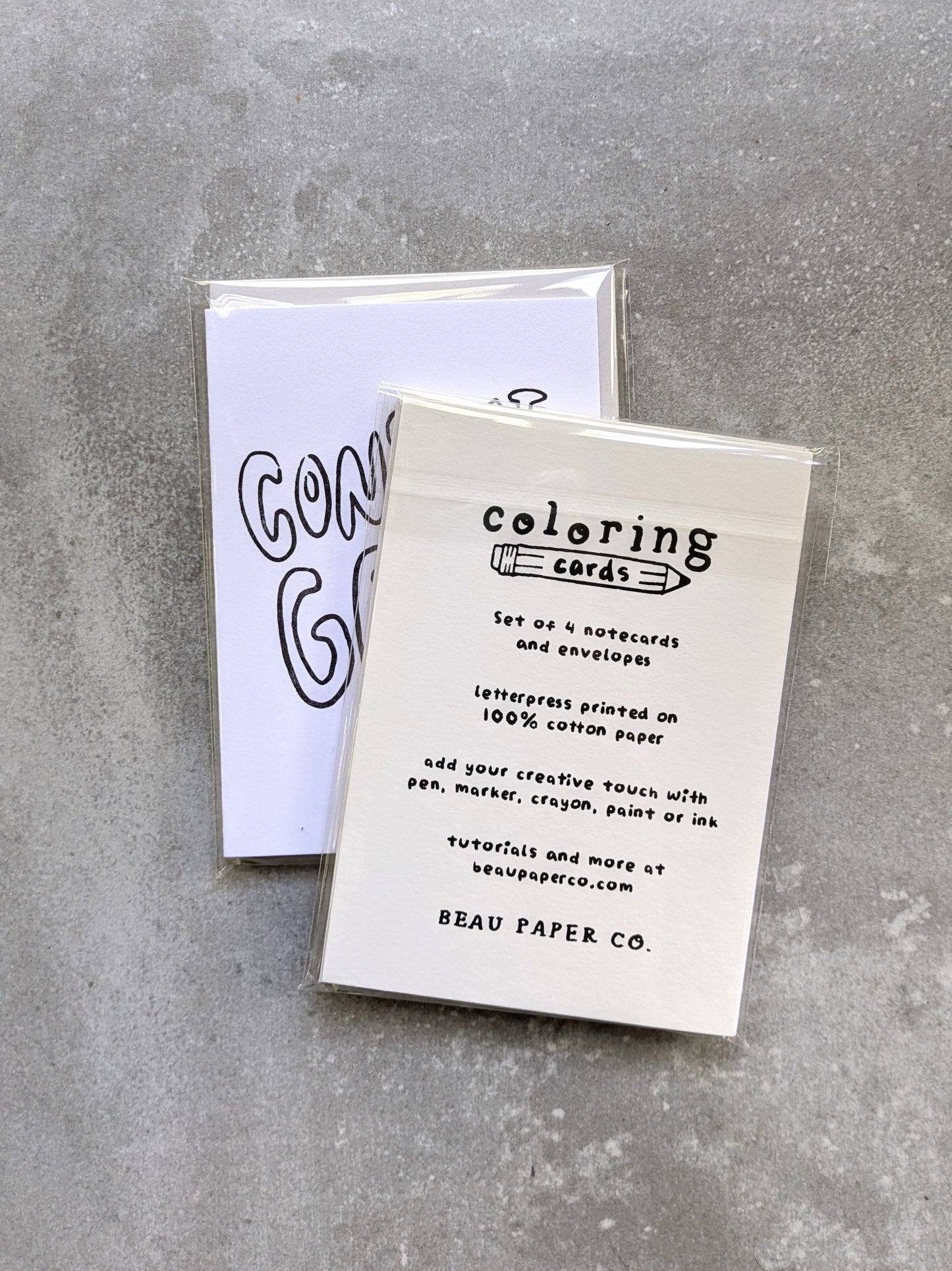 Congrats Grad Letterpress Coloring Cards – Set of 4 | DIY Graduation Greeting Cards on 100% Cotton Paper