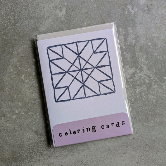 Quilt Letterpress Coloring Cards – Set of 4 | A1 DIY Note Cards on Cotton Paper