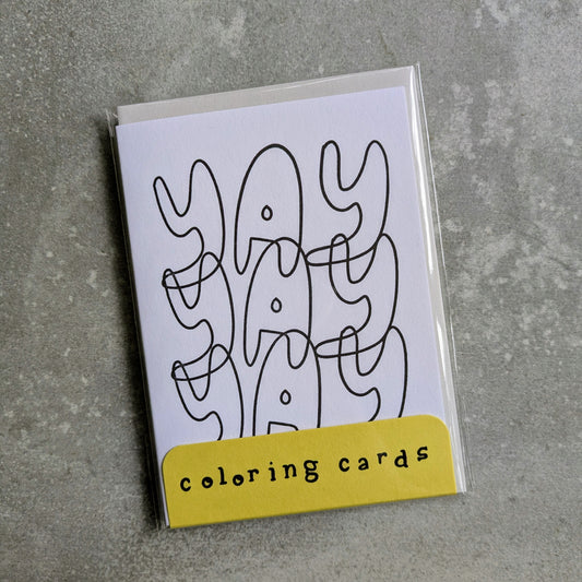 YAY YAY YAY Letterpress Coloring Cards – Set of 4 | A1 DIY Note Cards on Cotton Paper (Copy)
