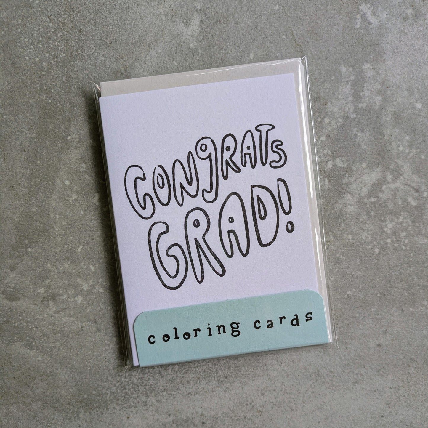 Congrats Grad Letterpress Coloring Cards – Set of 4 | DIY Graduation Greeting Cards on 100% Cotton Paper