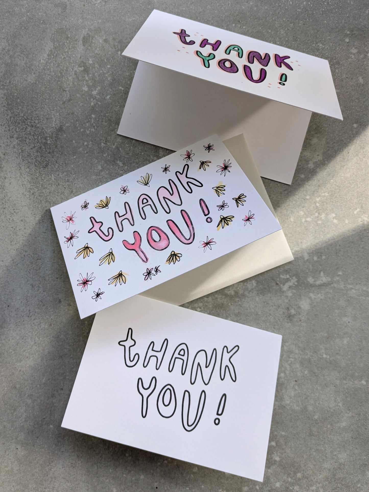 Thank You Letterpress Coloring Cards – Set of 4 | A1 DIY Note Cards on Cotton Paper