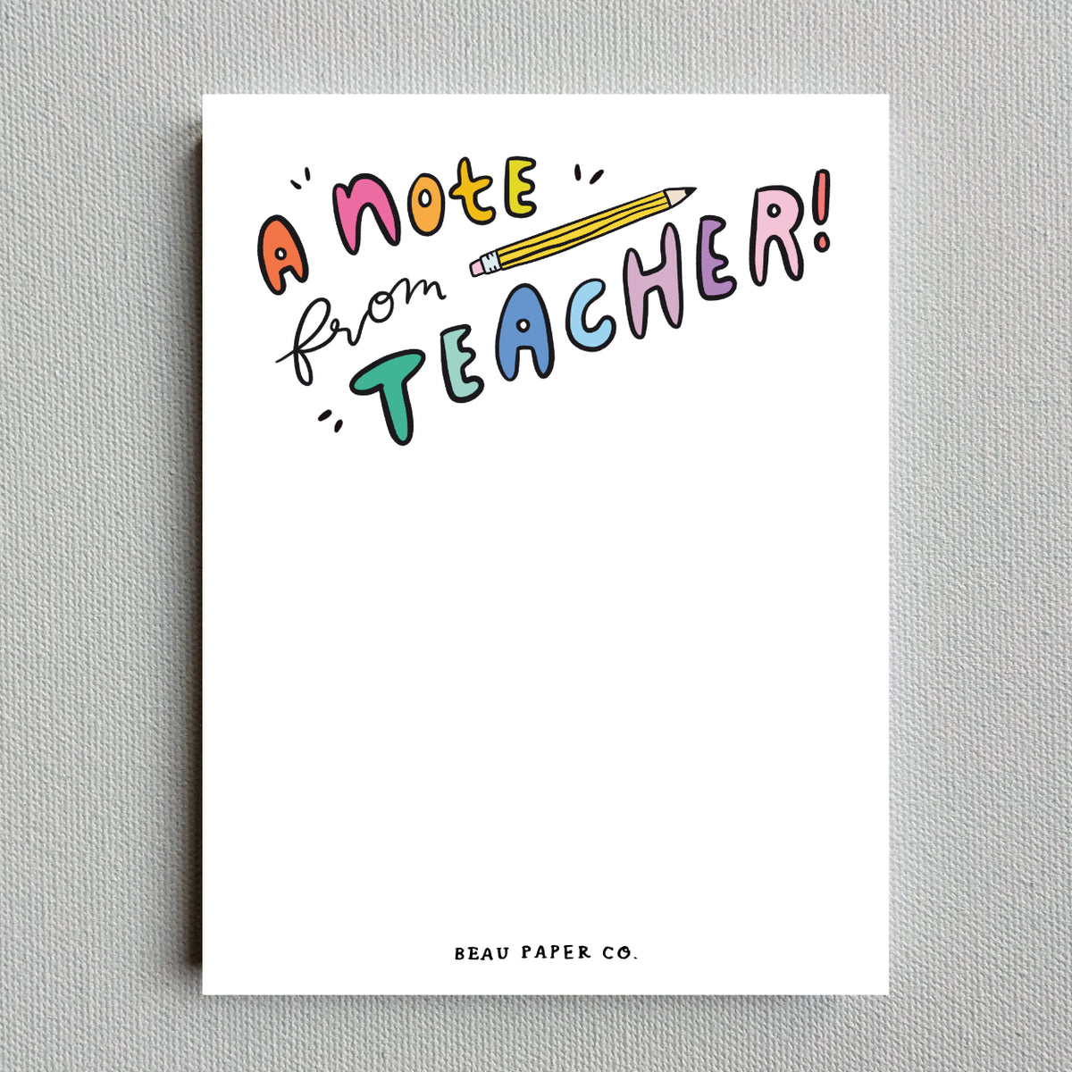 A Note From Teacher Notepad