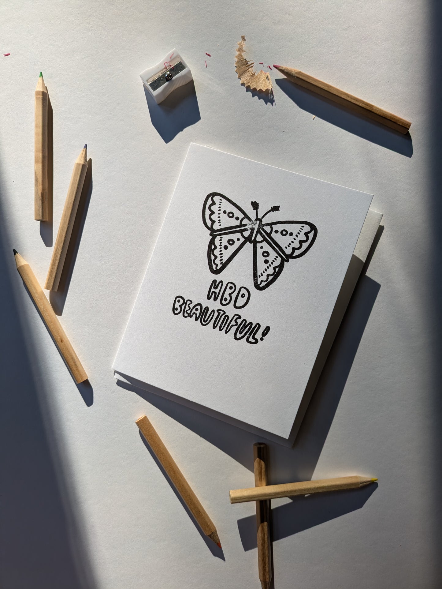 HBD Beautiful Butterfly Birthday Coloring Card - Letterpress Printed