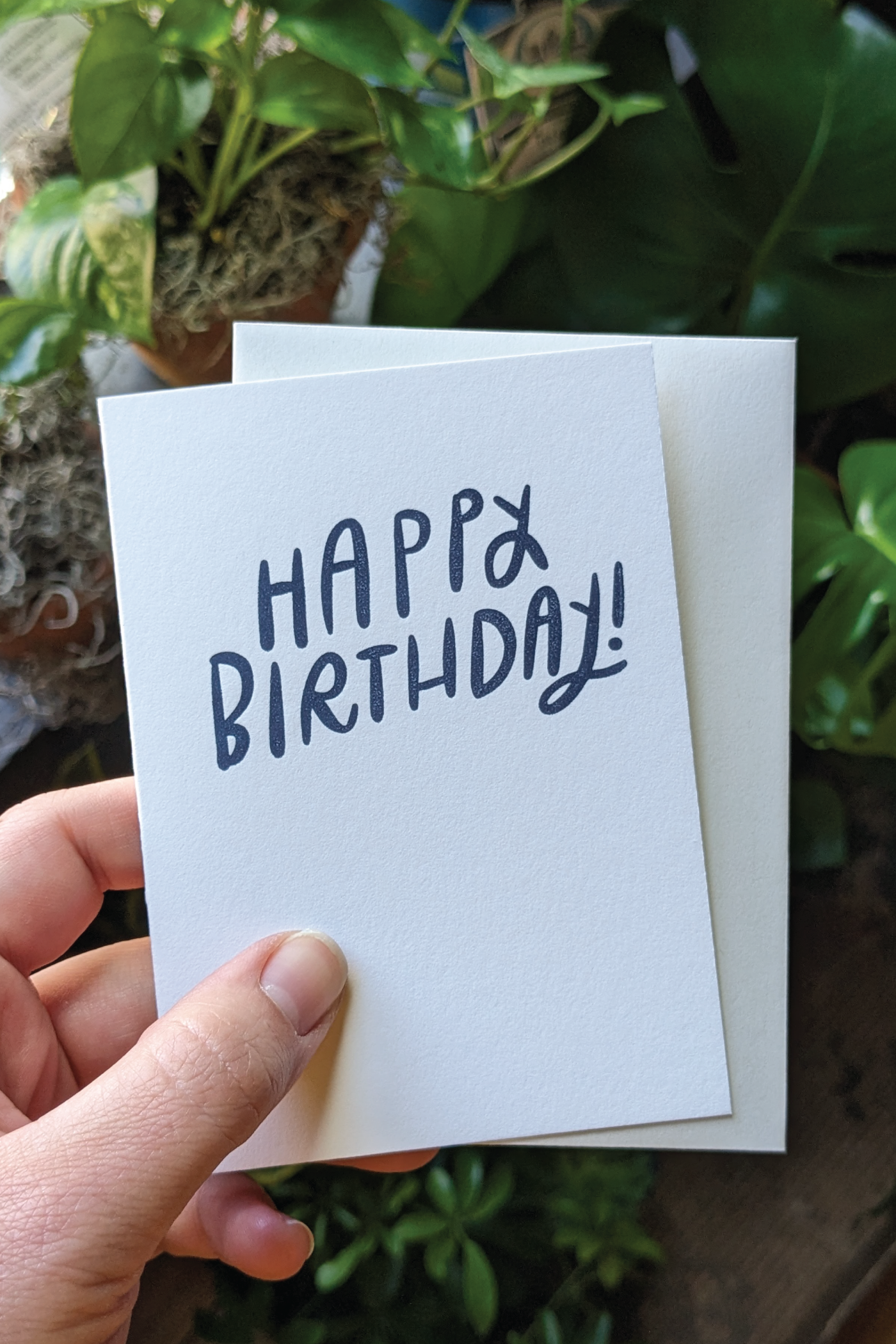 Happy Birthday Card in Blue Brush Script