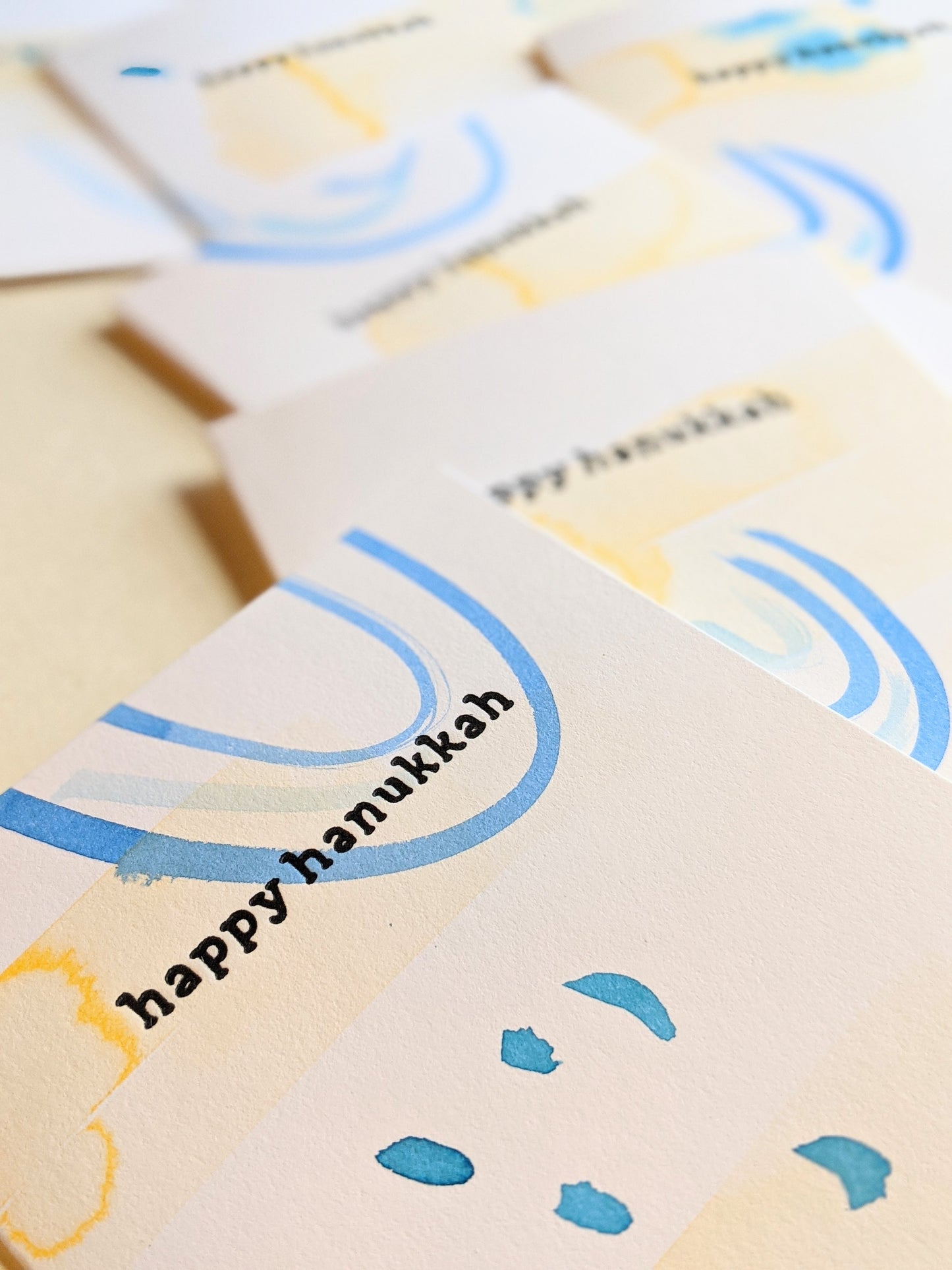 Happy Hanukkah Hand Painted Letterpress Card