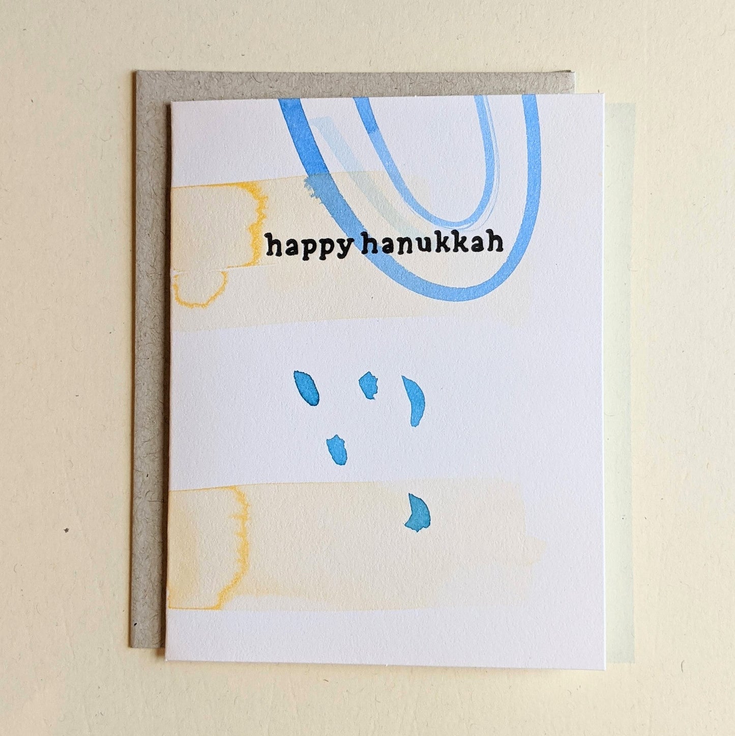 Happy Hanukkah Hand Painted Letterpress Card