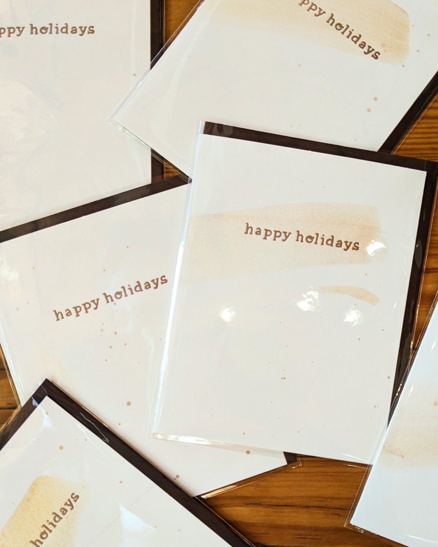 Happy Holidays Hand Painted Letterpress Card - Mixed Metals