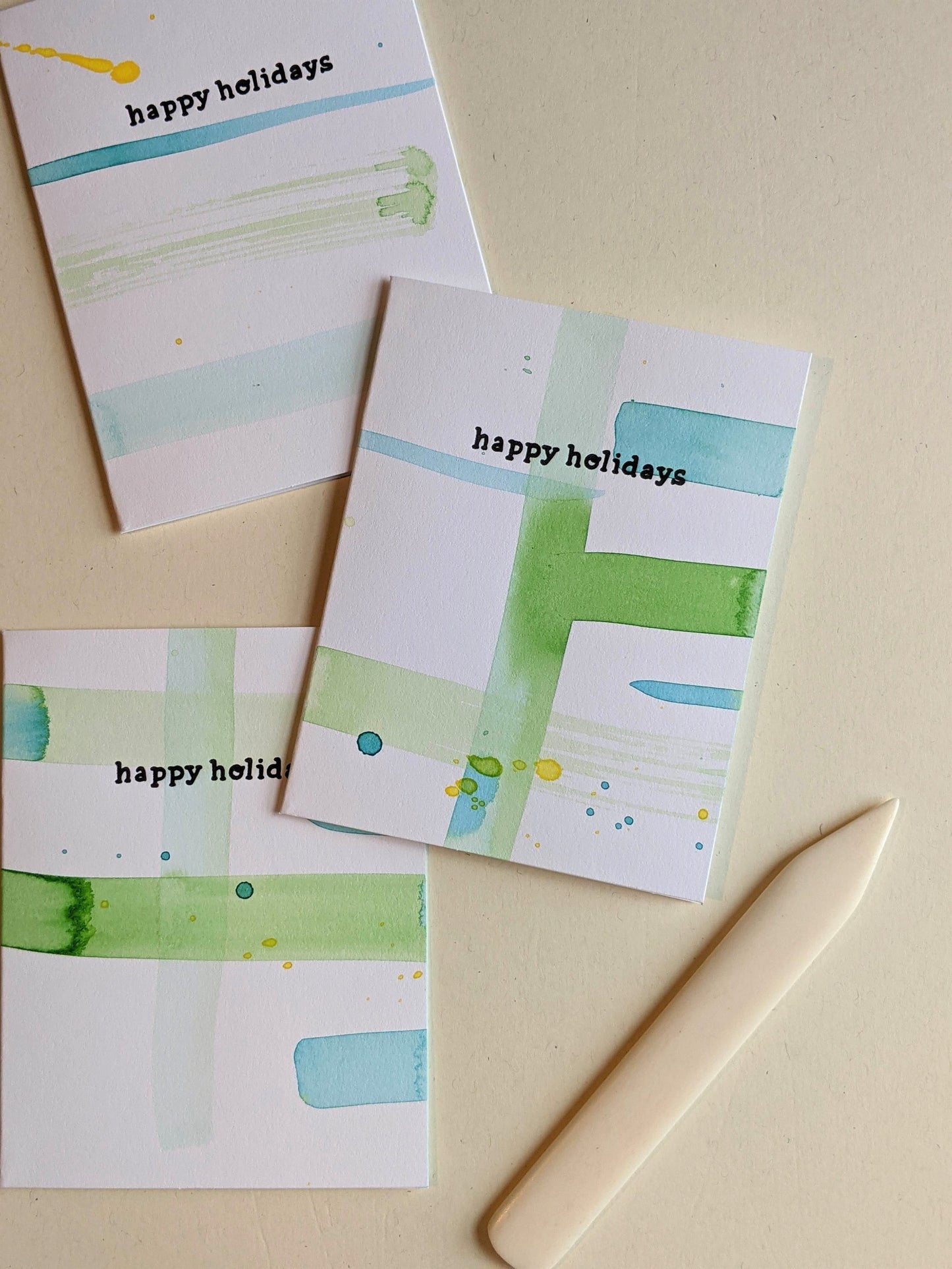 Happy Holidays Hand Painted Letterpress Card