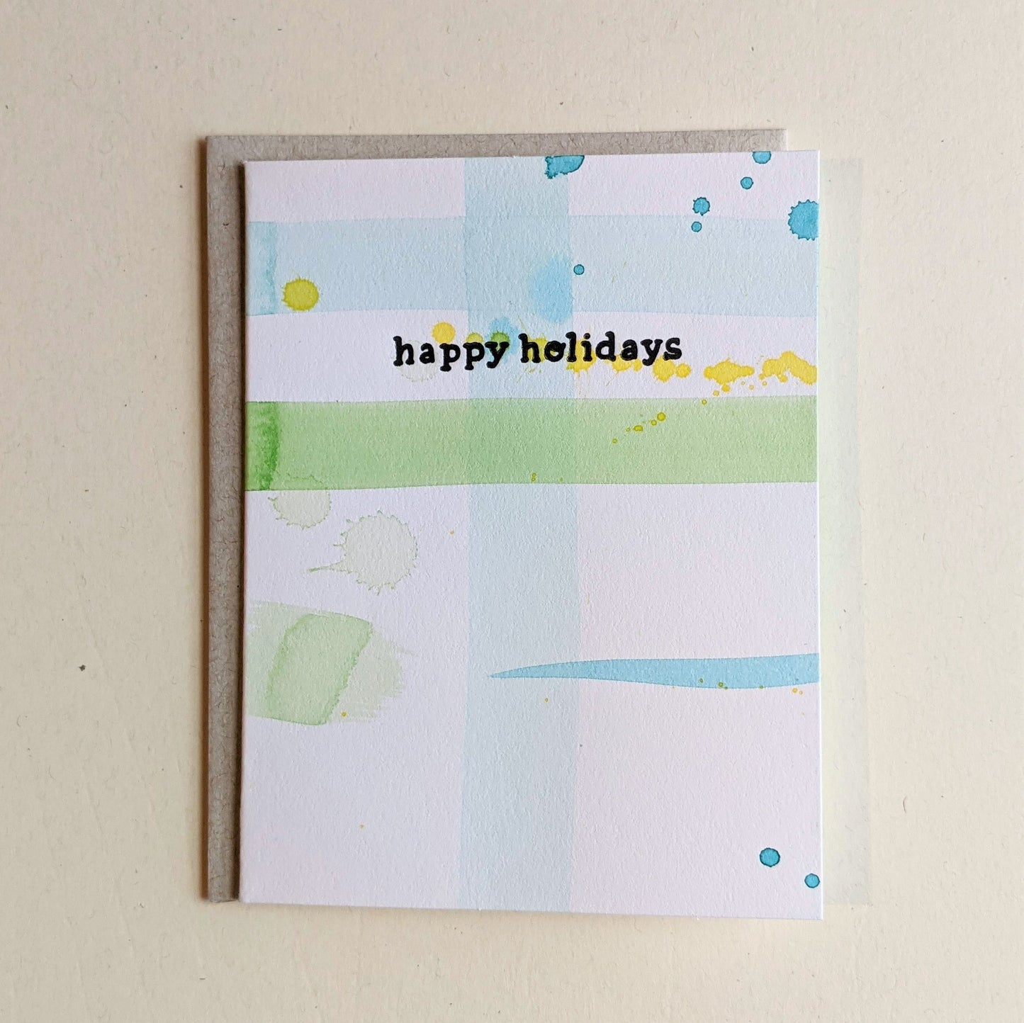 Happy Holidays Hand Painted Letterpress Card