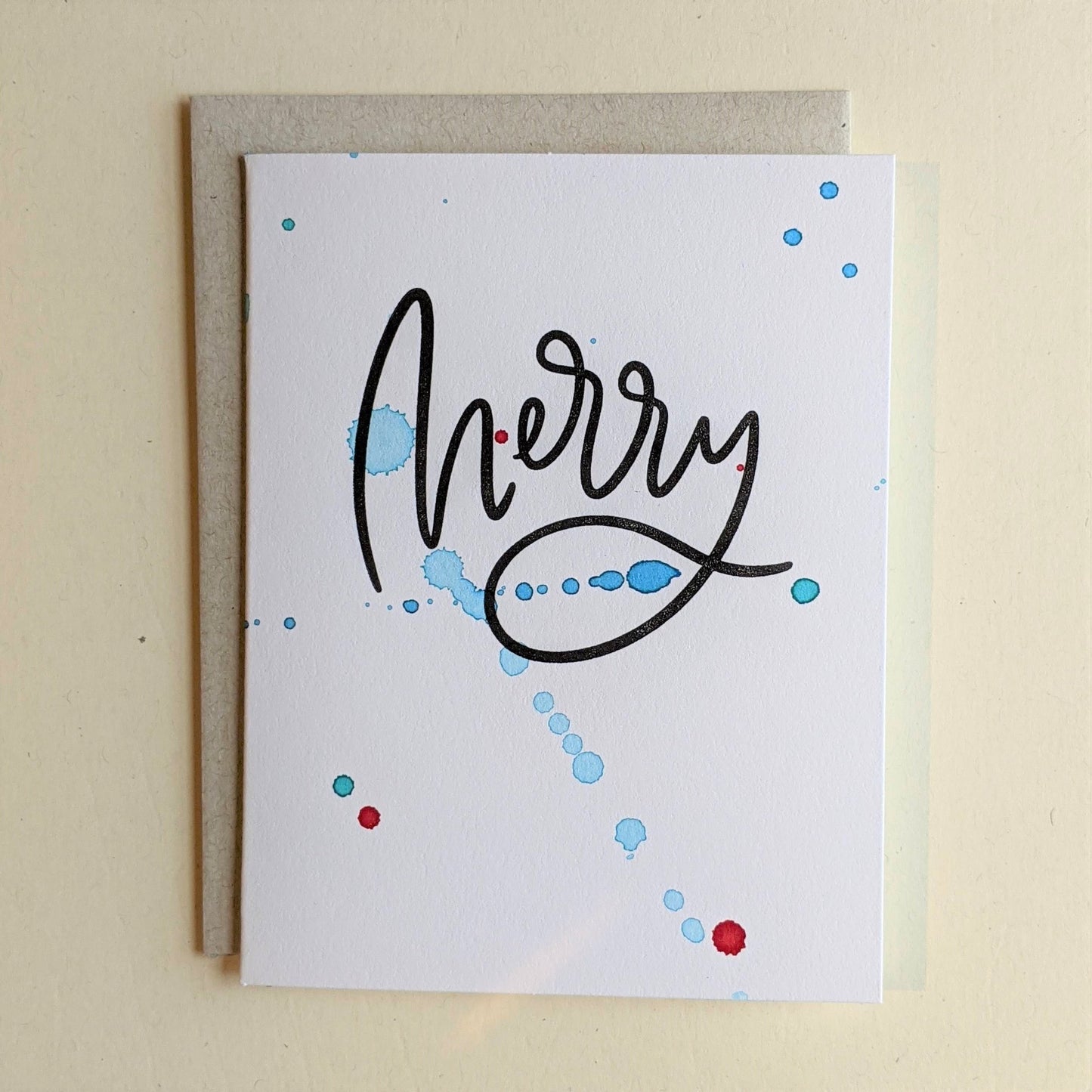 Merry Hand Painted Letterpress Card