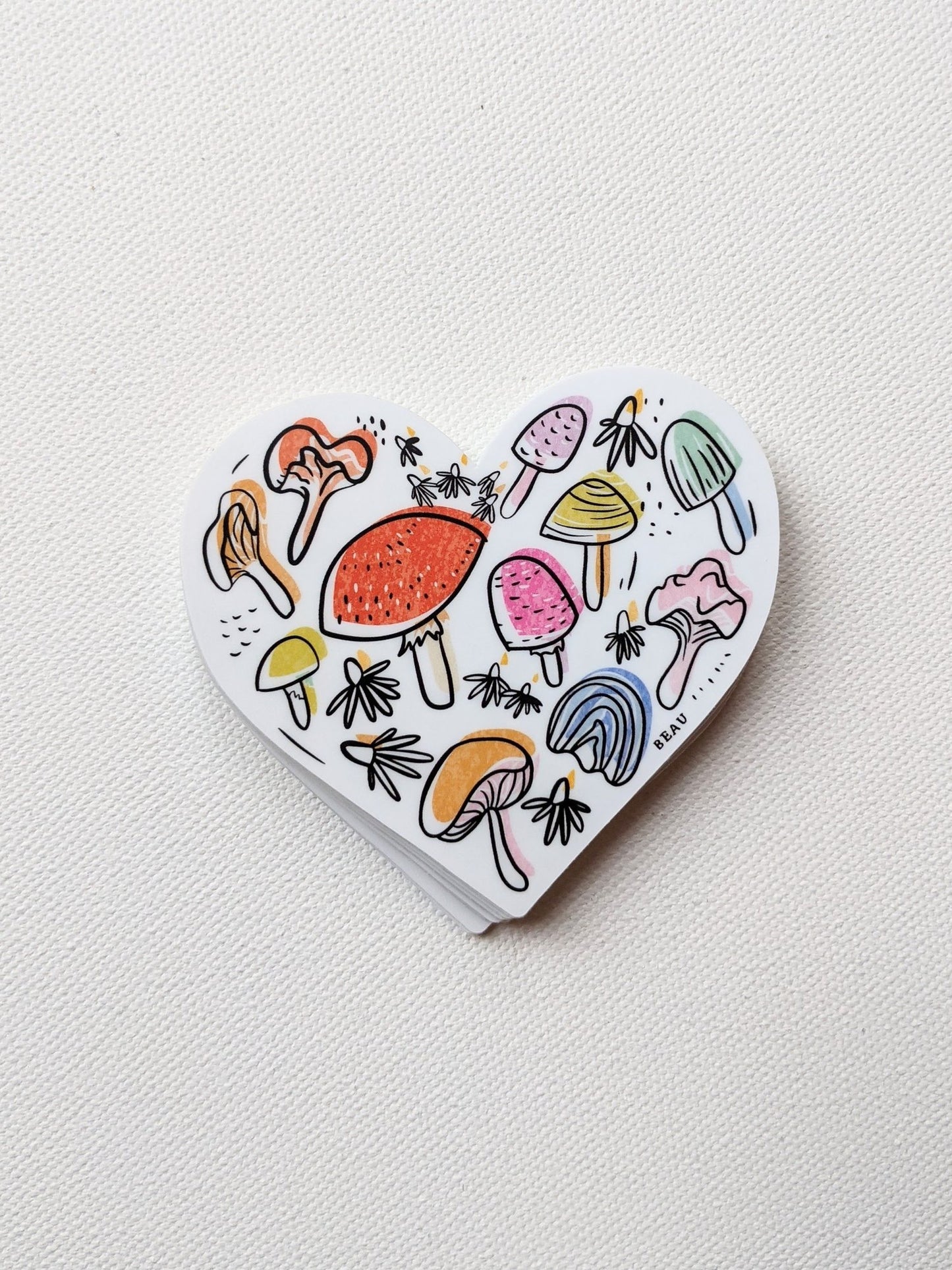 Rainbow Mushroom Heart Sticker