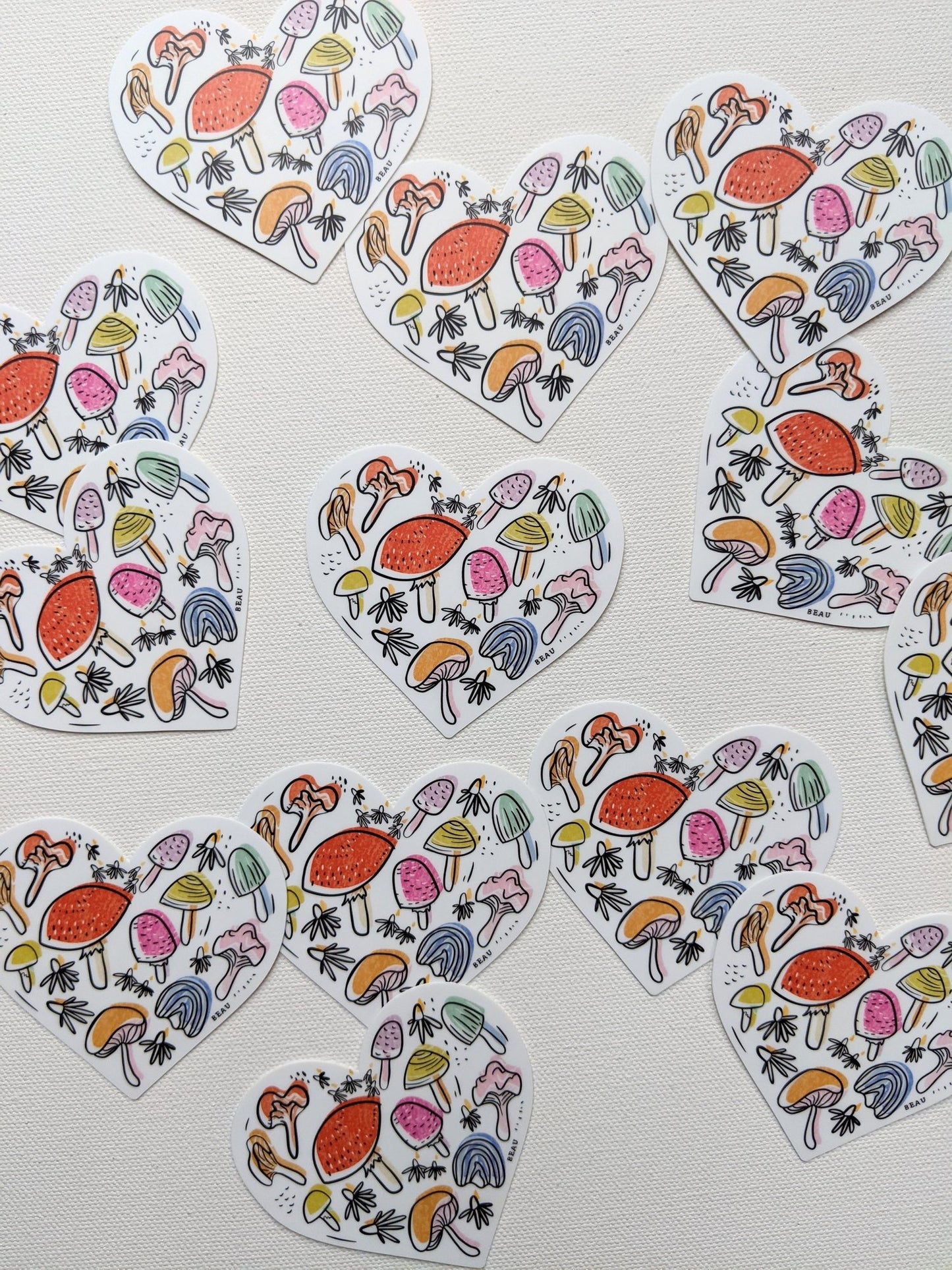 Rainbow Mushroom Heart Sticker