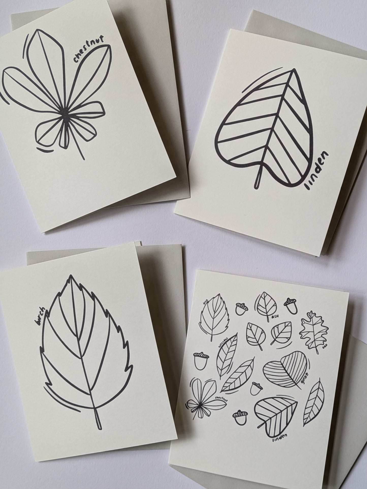 Leafy Coloring Cards: Boxed Set of 8