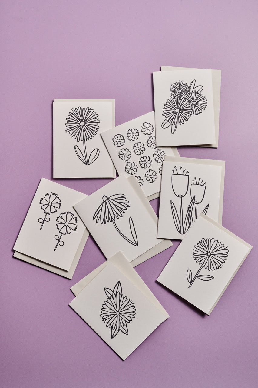 Floral Coloring Cards - Boxed Set of 8