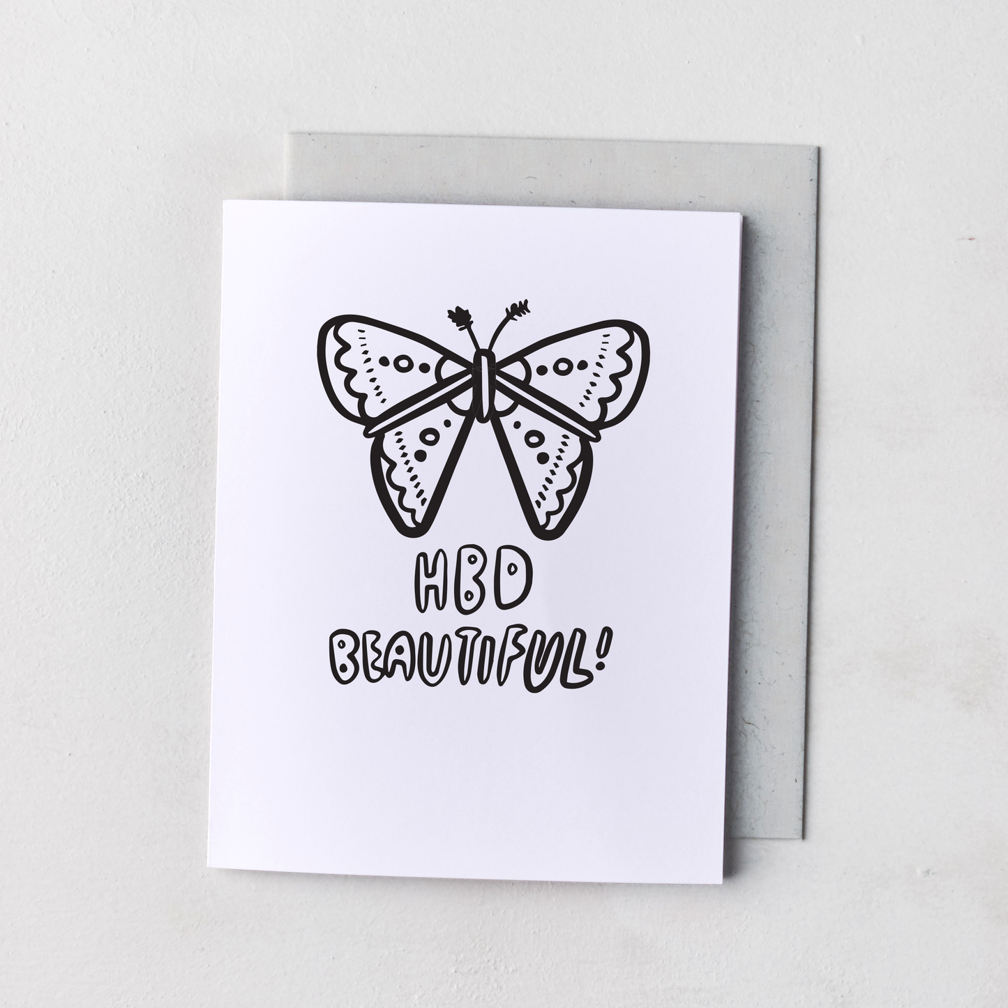 HBD Beautiful Butterfly Birthday Coloring Card - Letterpress Printed