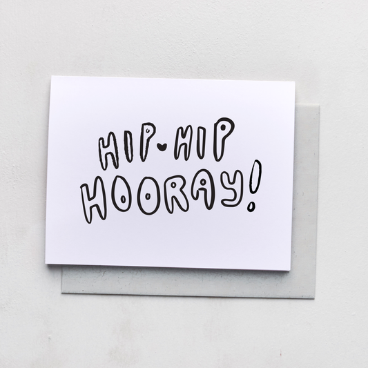 Hip Hip Hooray Birthday Coloring Card - Letterpress Printed