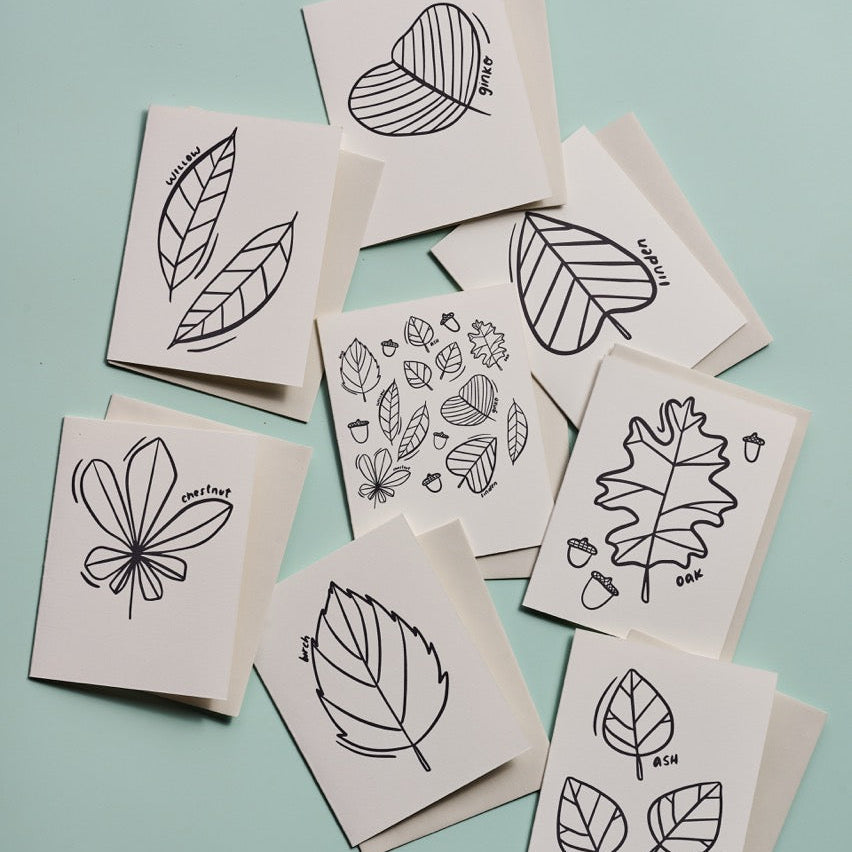 Leafy Coloring Cards: Boxed Set of 8