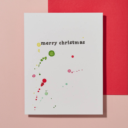 Merry Christmas Hand Painted Letterpress Card