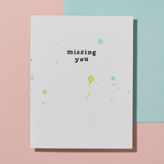 Missing You Hand Painted Letterpress Card