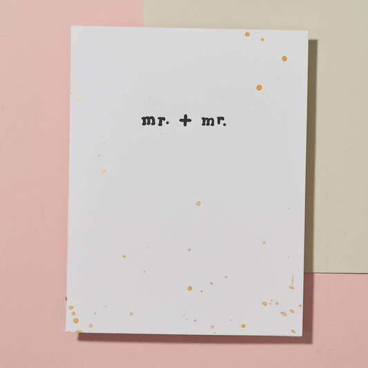 Mr. + Mr. Hand Painted Letterpress LGBTQ+ Wedding Card