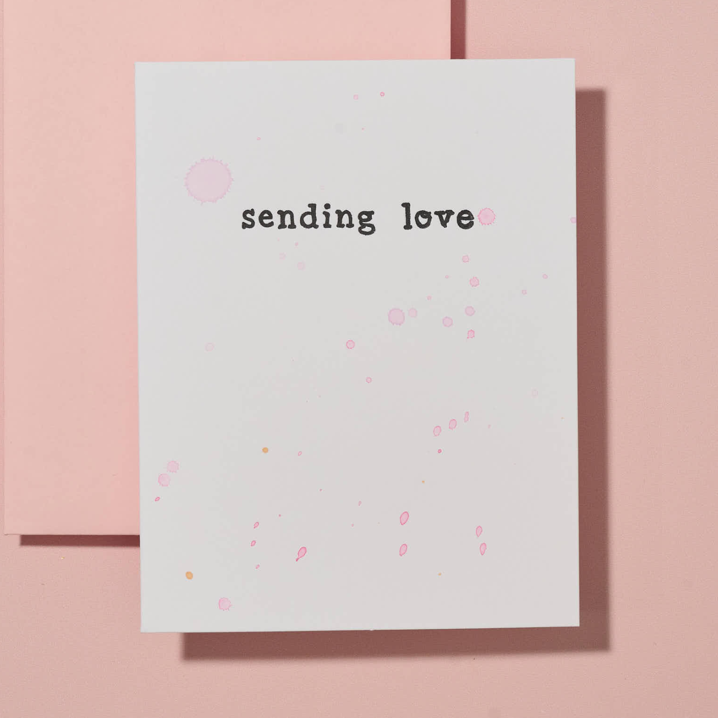 Sending Love Hand Painted Letterpress Card