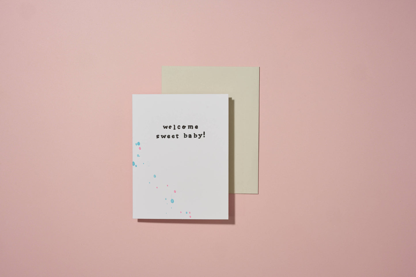 Welcome Sweet Baby Hand Painted Letterpress Card