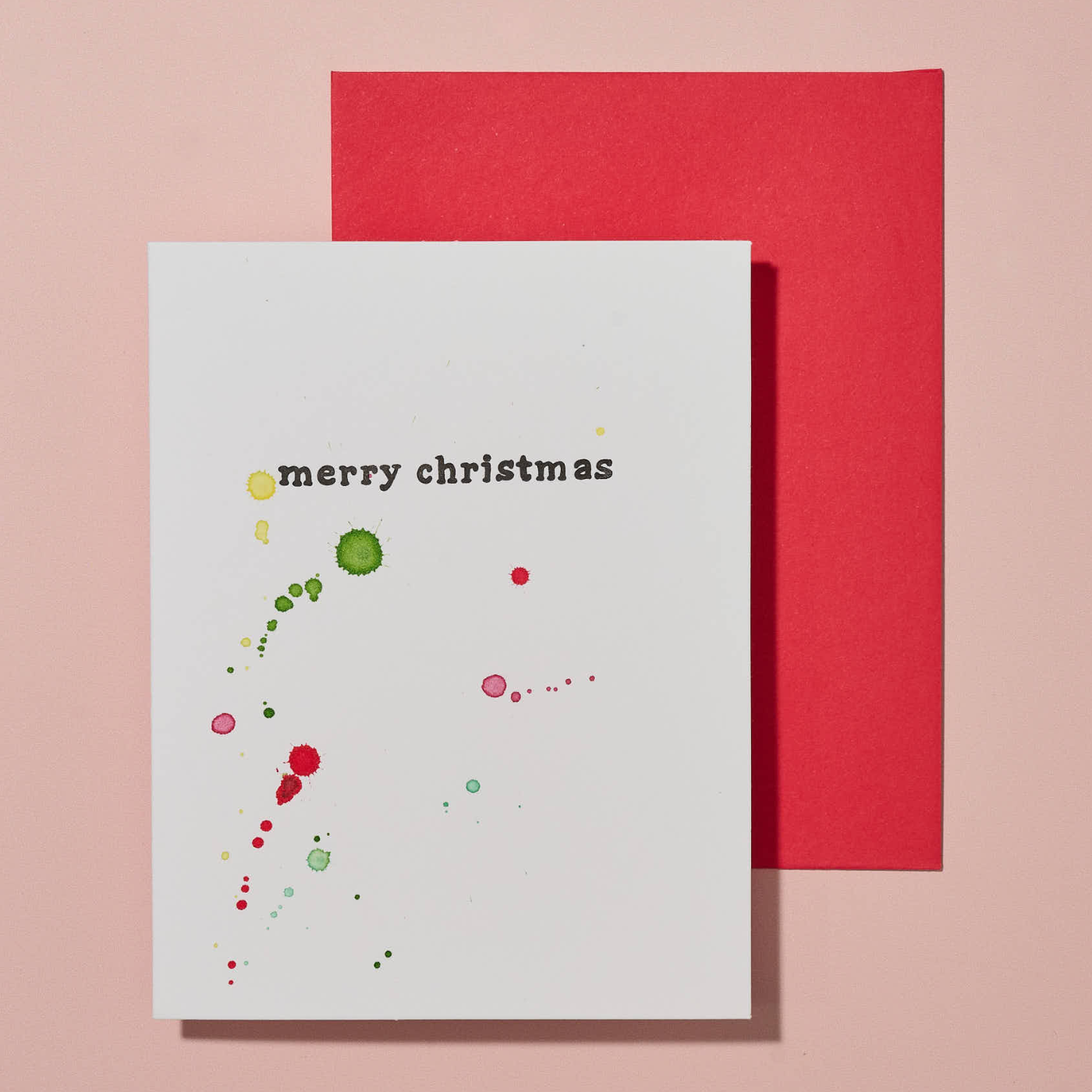 Merry Christmas Hand Painted Letterpress Card