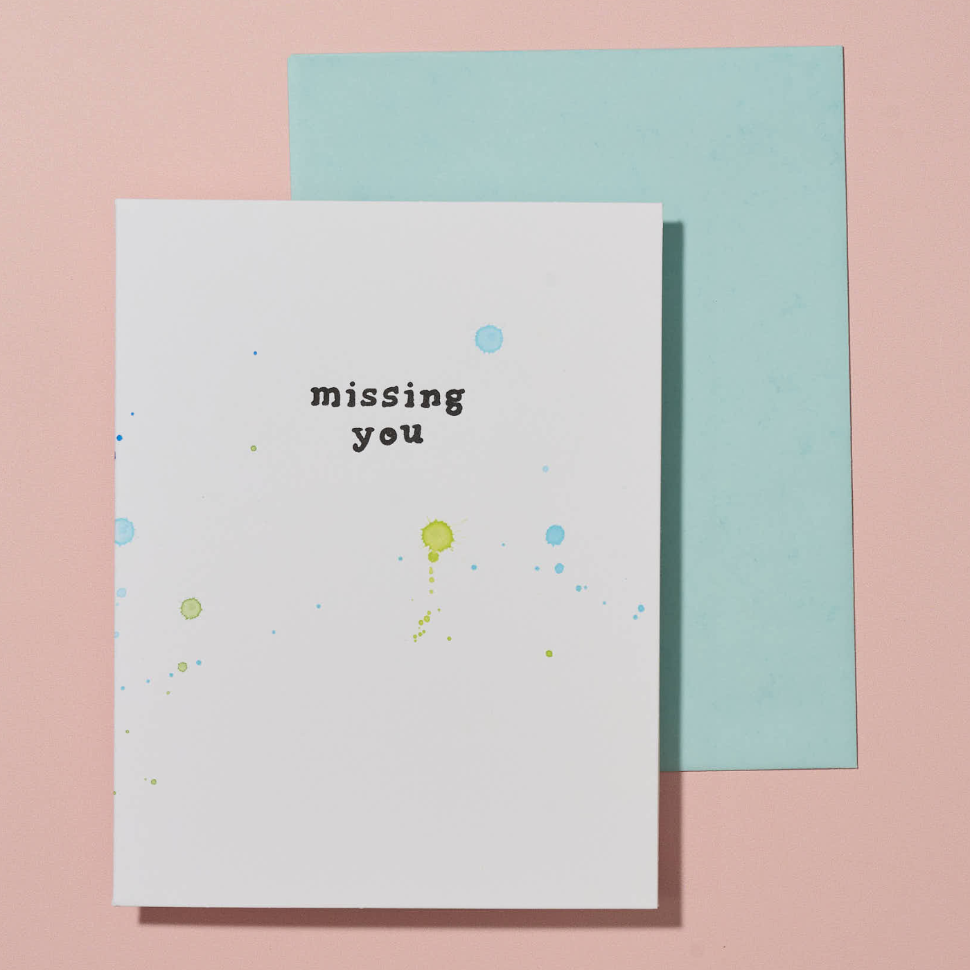 Missing You Hand Painted Letterpress Card