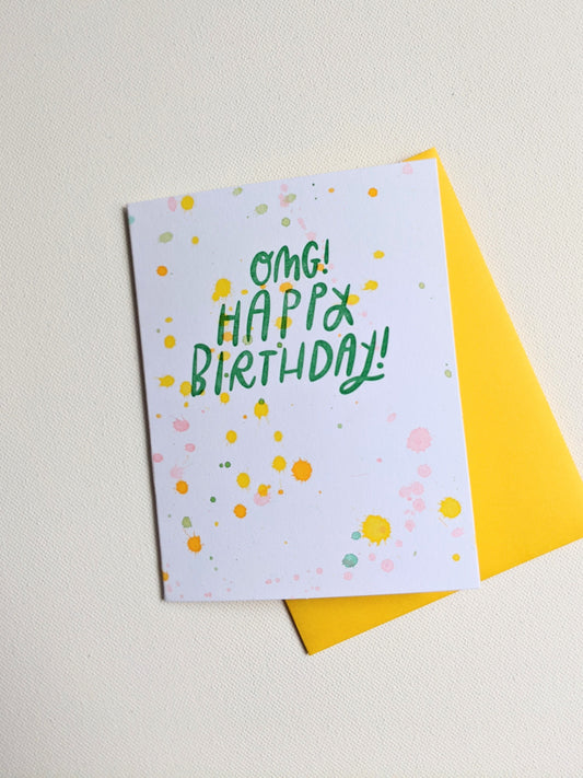 OMG Happy Birthday Letterpress Card