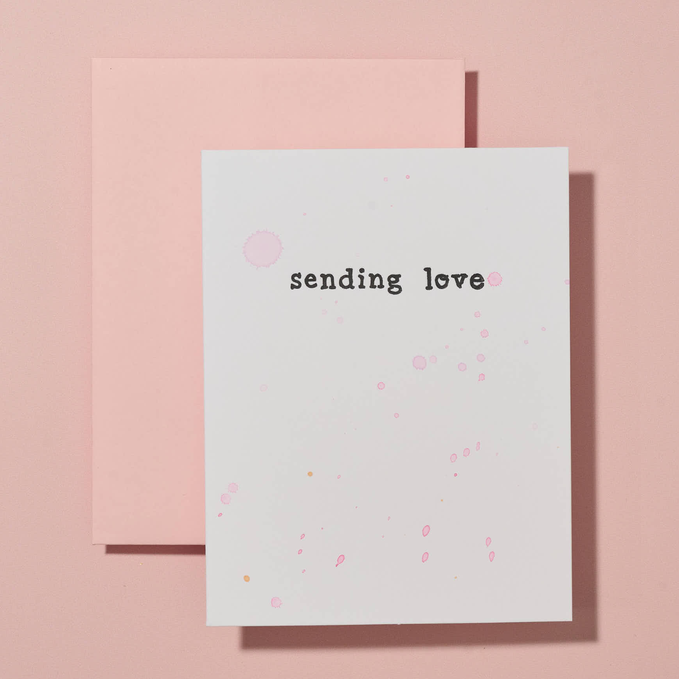 Sending Love Hand Painted Letterpress Card